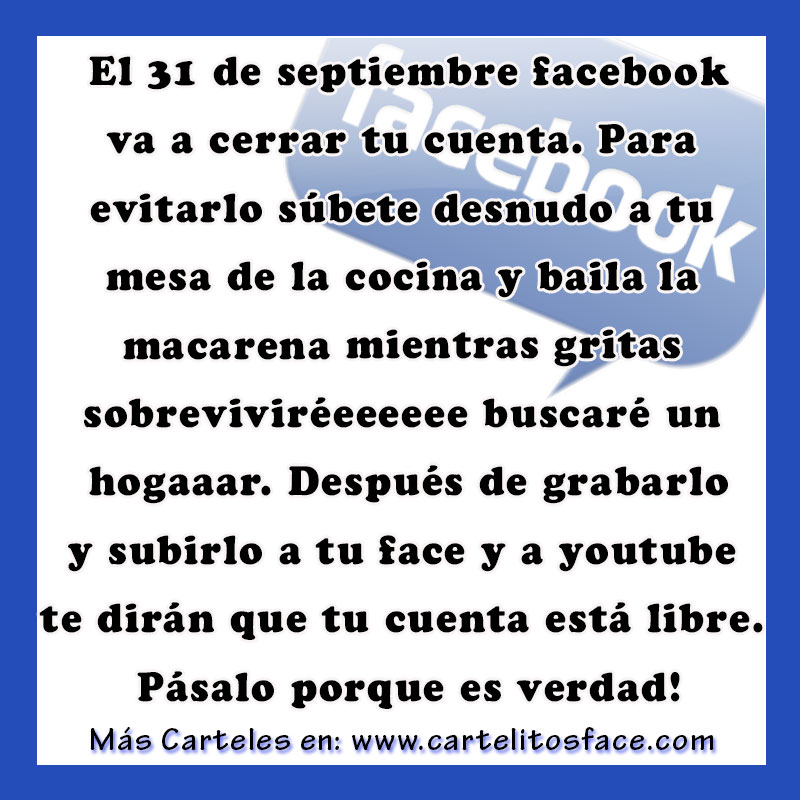 El 31 de septiembre facebook cierra
